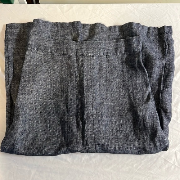 FLAX Linen Skirt in Navy Blue and White Weave in Size P - Picture 1 of 9